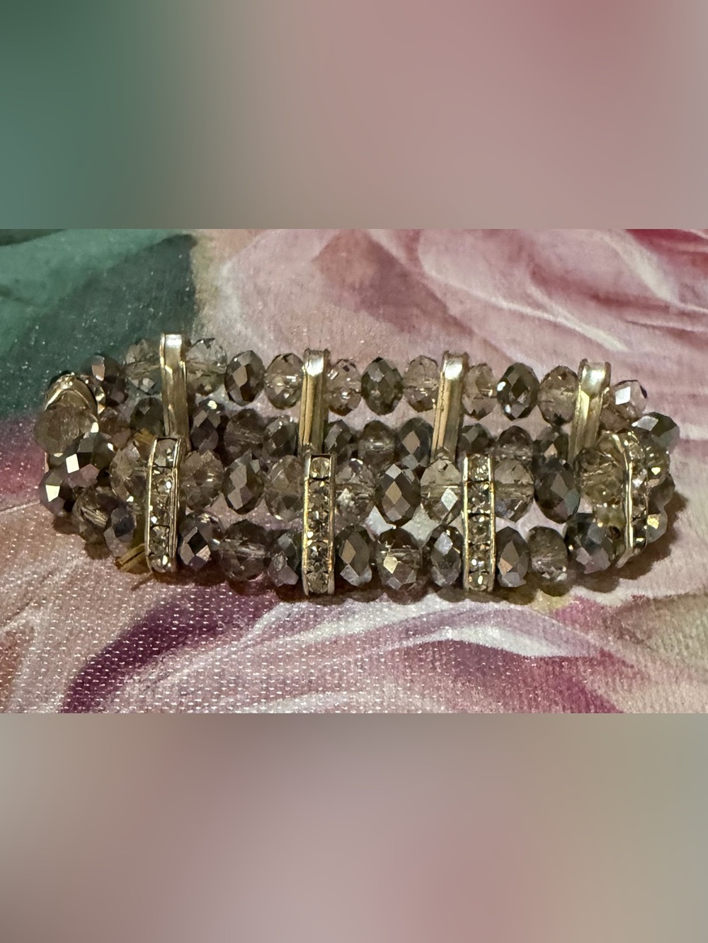 Sparkling Smoke Crystal Stretch Bracelet - Unbranded